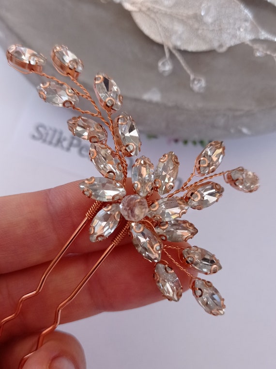 Rose gold hair store clips for weddings