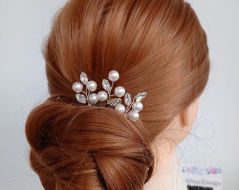 Pearl Hair Pins, Bridal Pearl Hair Pins, Wedding Hair Comb, Gold Pearl Hair Clip, Bridesmaid Pearl Bobby Pins