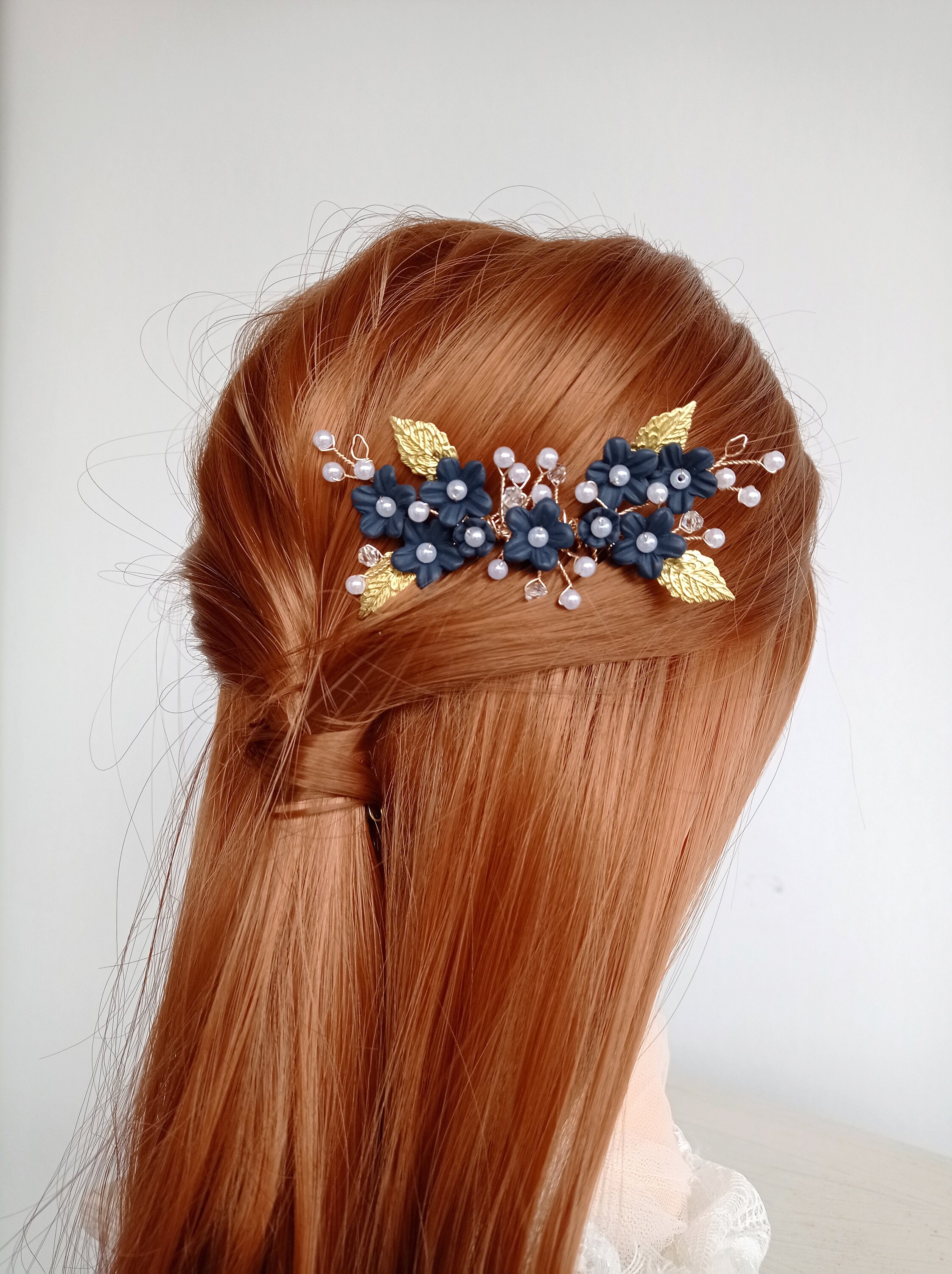Navy Blue Hair Comb, Navy Blue Wedding Hair Accessory, Navy Navy Blue Hair Comb, Navy Blue Wedding Hair Accessory, Navy
