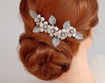 Silver Hair Piece for Wedding hair pin Bridal Headpiece - H234