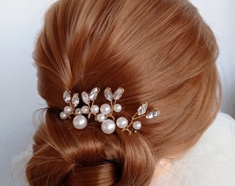 Gold Bridal Pins, Pearl Hair Pins, Pearl Bridal Hair Accessories, Wedding Hair Clip, Pearl HairPins