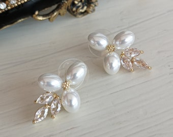 Wedding Earrings for Brides, Pearl Bridal Earrings, Pearl Wedding Earrings, Bridal Pearl Earrings, Pearl Wedding Jewelry - RE1005