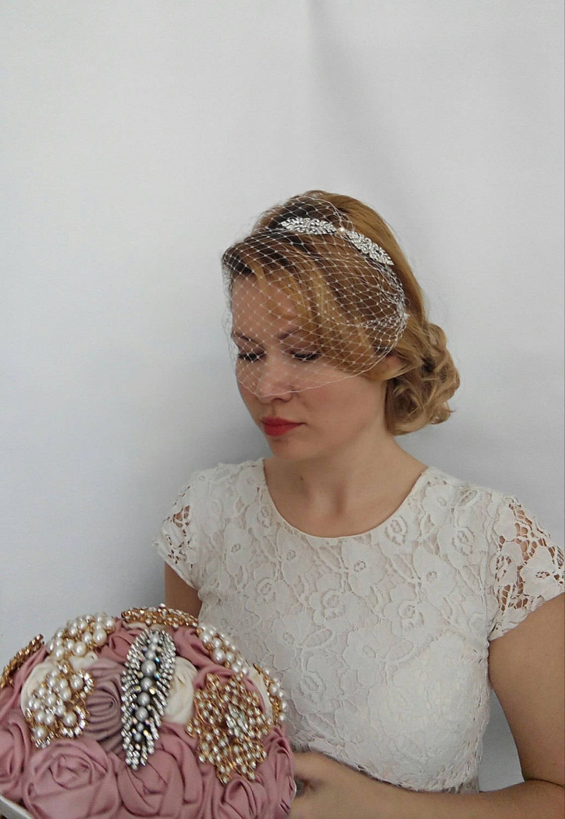 Birdcage Veil Headband Bridal Birdcage Veil Wedding Veil Etsy
