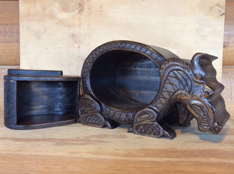 original dragon bandsaw box Dragon sculpture Norse artwork viking dragon wood box Celtic style wood dragon viking lovers gift