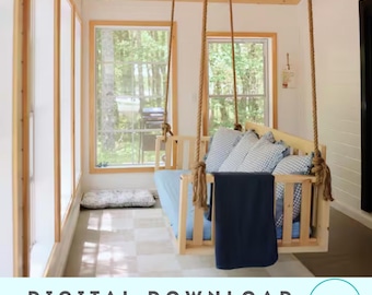 DIY Plans Hanging Daybed Swing  - Twin Lounger - Digital Download Plans - Modern Porch Swing - Sunroom Swing - Woodworking Plan - Outdoor