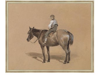 Compagnons. Impression de cavalier vintage. Illustration de campagne antique. Art mural occidental rustique. Impression Giclée équestre. Impression de décoration de ferme