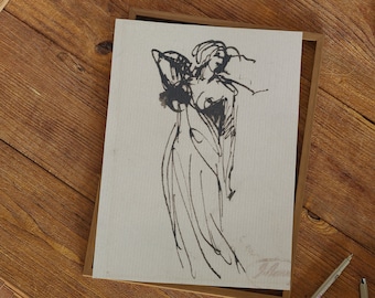 Silhouette Sketch. Female Body Sketch Art. Woman Silhouette Wall Art. Vintage Figure Sketch. Figure Drawing Print. Figure Sketch Art Print.