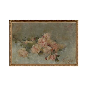 ART PRINT Roses II | Antique Flowers Print | Oil Painting Flowers Vintage | Vintage Floral Print | Cottage Decor | Flowers Wall Art Print