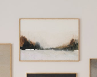 Winter Landscape | Watercolor Large Painting | White and Rust Painting | Watercolour Art | Modern Art Prints | Decor Gifts | Fall Decoration