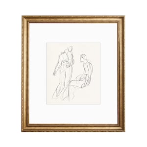 Together 2. Charcoal Figures Art Print. Figure Study Sketch. Human Body Sketch Print. Vintage Prints Wall Art. Gift for Woman. Giclee Print