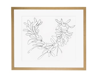 GICLEE PRINT Simple Wreath Sketch |  Black and White Christmas Art | Minimalist Drawing | Minimalist Christmas Print | Branches Wall Art