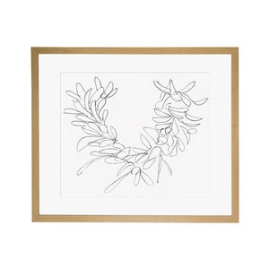 GICLEE PRINT Simple Wreath Sketch |  Black and White Christmas Art | Minimalist Drawing | Minimalist Christmas Print | Branches Wall Art