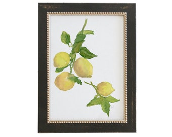 Watercolor Lemon Branch, Kitchen Printable Artwork, Lemon Painting, Summer Art Printable, Modern Art Print, 8x10 Lemons Print