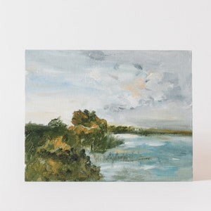 Plains Lagoon. Original Plains Painting. Impressionist Painting Original Landscape. Muted Green Landscape. Countryside Painting Original