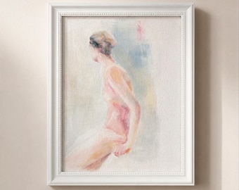 Ballerina Study. Ballerina Wall Art Print. Figure Study of a Ballerina. Feminine Oil Sketch.  Bathroom Figure Study Wall Art.