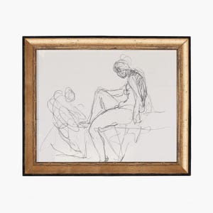 FRAMED. Together 3. Figure Study Drawing. Figure Sketch Vintage. Body Drawing Wall Art. Dist. Gold & Black
