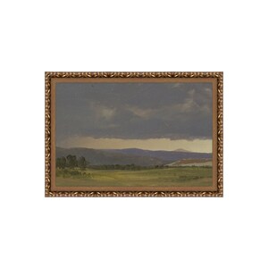 FRAMED. Cloudy Hills. Vintage Painting. Framed Vintage Art. Vintage Landscape Oil Painting. Framed Cloudy Sky Painting.