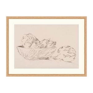 FRAMED. Artichokes. Vintage Artichoke Drawing. Artichokes Art. Artichokes Sketch Drawing. Vegetable Drawing. Food Drawing. Drawing Decor.