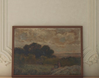 Téléchargement numérique. Décoration murale de paysage forestier. Paysage vintage. Impression de paysage sombre. Peinture de Moody. Art pour la cuisine.