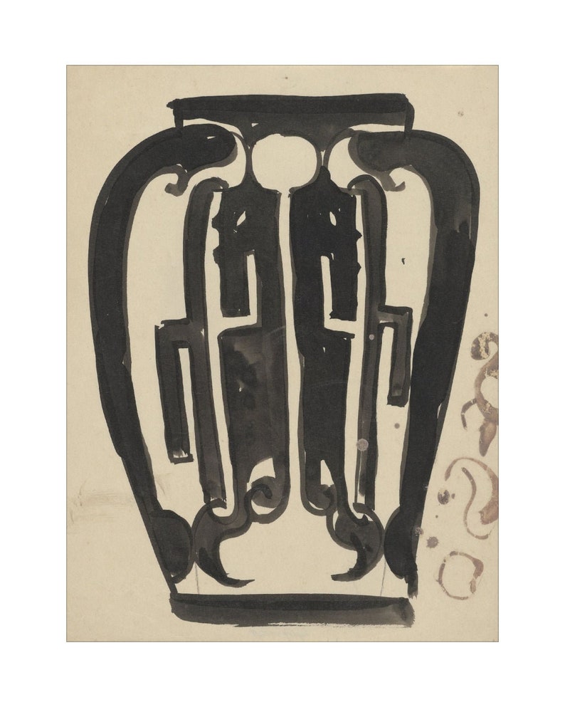 Vintage Ink Vase II. Ink Vase Wall Art. Ink Vase Art Print. Black and Pink Ink Art Print. Modern Black Art. Black and Pink Wall Art. Ink Art image 2