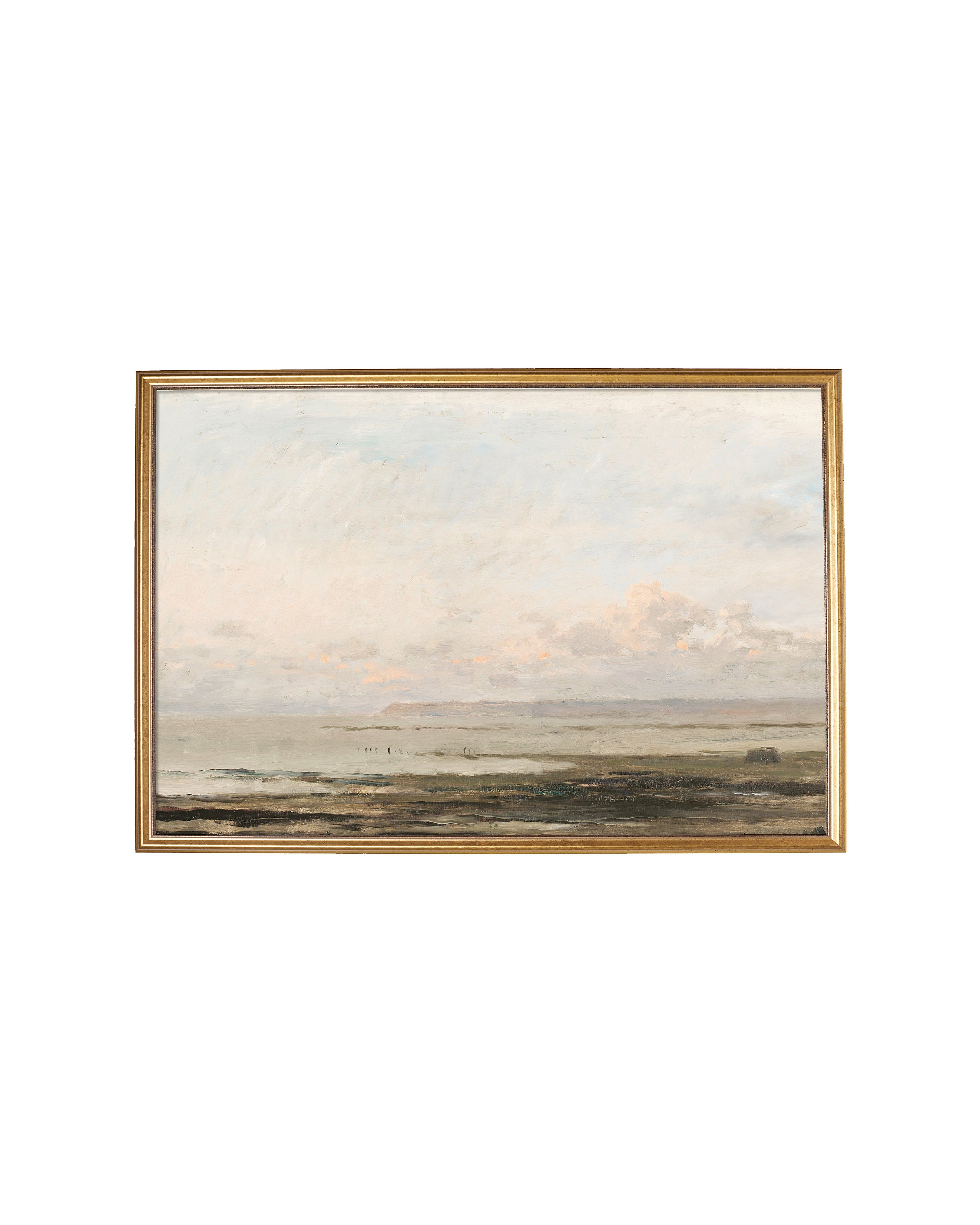 Olive Green and Beige Art Print. Beach Landscape Painting. Extra Larg…