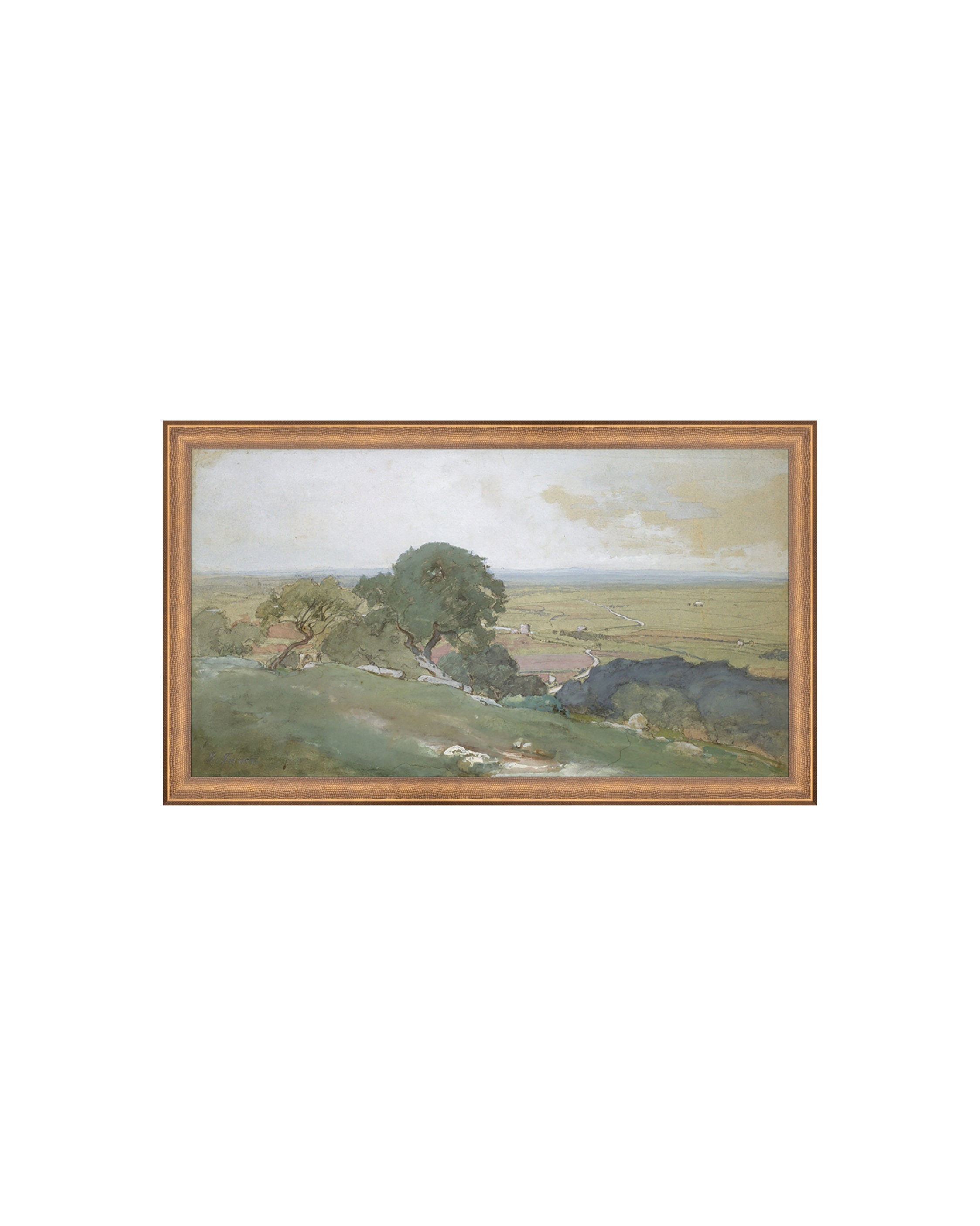 FRAMED. OLIVE TREES. Olive Green Painting. Framed Vintage Landscape. Antique Landscape Artwork. Countryside Landscape Art. Vintage Forest Art.