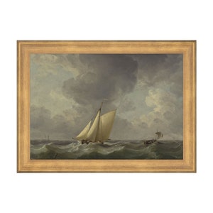 FRAMED. Voyage. Vintage Seascape Painting. Sail Boat Art. Coastal Prints Framed. Seascape Oil Painting. Framed Ocean Painting. Ocean Art. image 2