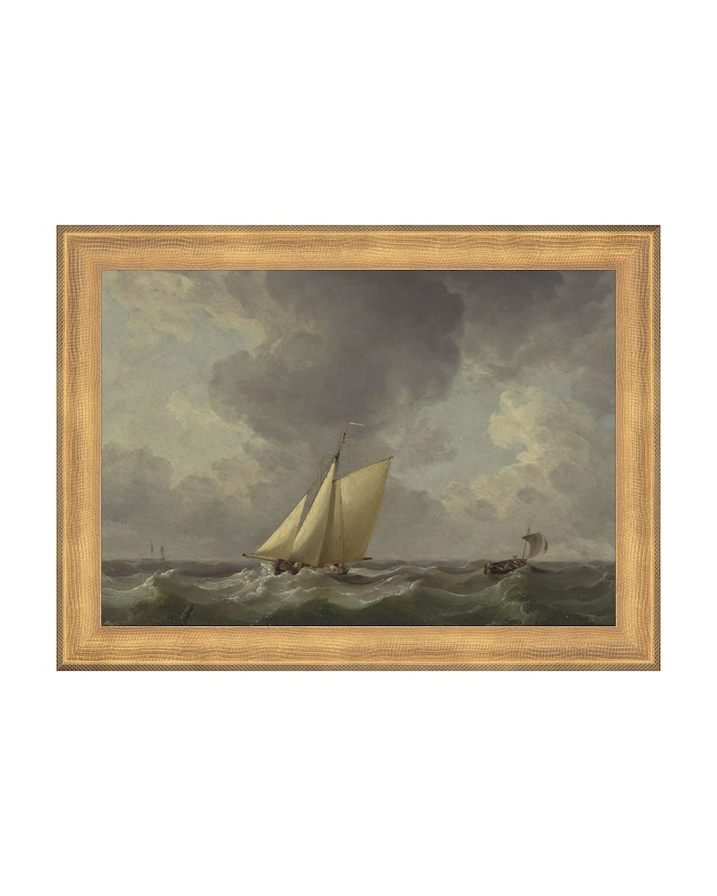 FRAMED. Voyage. Vintage Seascape Painting. Sail Boat Art. Coastal Prints Framed. Seascape Oil Painting. Framed Ocean Painting. Ocean Art. image 2