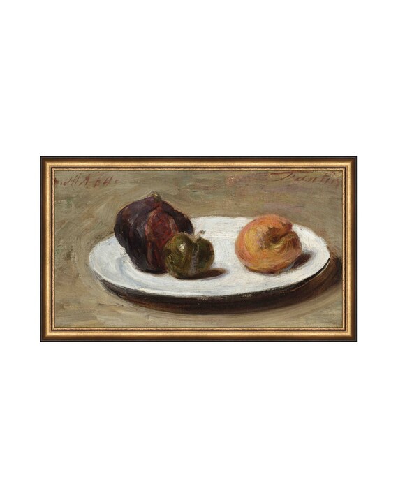 Still Life Fruits on a Plate. Still Life Painting Fruit. Fruit Still Life Art. Antique Painting Print Fruit. Antique Fruit Painting.