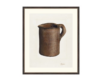 Jar I. Vintage Jar Art Print. Watercolor Vase Artwork. Vintage Vase Wall Art