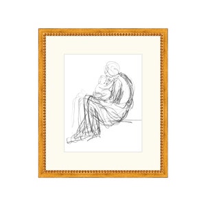 FRAMED MOTHERHOOD Art | Vintage Sketch Framed | Figure Drawing Charcoal | Vintage Wall Decor | Framed Art | Framed Gifts | Framed Drawing