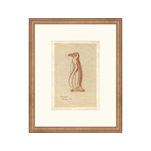 Penguin Sketch |  Penguin Art | Drawing Art Print Giclee | Vintage Animal Art | Nursery Vintage Prints | Muted Wall Art | Gift for Nursery