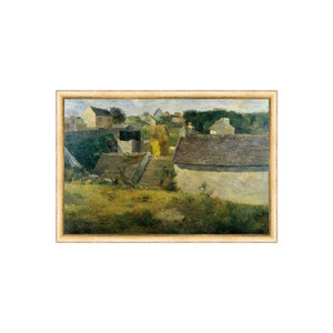 FRAMED. Parisian Houses. Countryside Oil Painting. Framed Spring Decor For Home. Spring Meadow Painting. Framed French Countryside Artwork.
