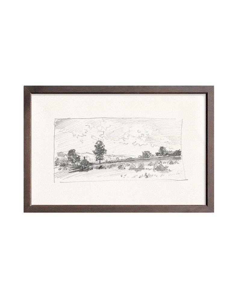 Charcoal Trees 2. Forest Wall Art Print. Trees Drawing. Vintage Landscape Sketch. Charcoal Trees landscape. Forest Vintage Drawing. image 1