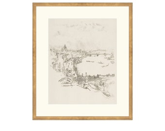 European Sights IV. Artwork Prints. Park Drawings. Landscape Drawings. Antique Drawing Print Park. Vintage Drawings. Charcoal Drawing.