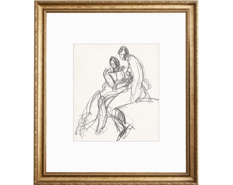 PRINT Together 1 | Figure Drawing | Figure Sketch Vintage | Body Drawing Wall Art | Shelf Decor | Minimal Wall Prints | Printed Art Wall