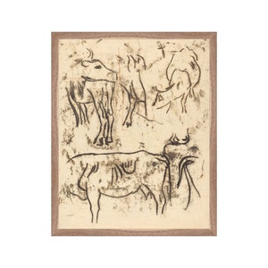 GICLEE PRINT Herd Study | Living Room Large Wall Art Prints | Cows Art Print | Cows Wall Art | Vintage Drawing Art | Printed And Shipped Art