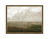 Moody Prairie. Pasture Oil Painting Print. Prairie Art Print. Oil Painting Landscape Vintage. Prairie Painting. Antique Landscape Print.