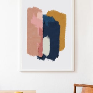 Blush, Mustard, Navy Blue Abstract Wall Art Abstract Digital Art Abstract Shapes Abstract Blocks Modern Color Art Minimal Printable image 6