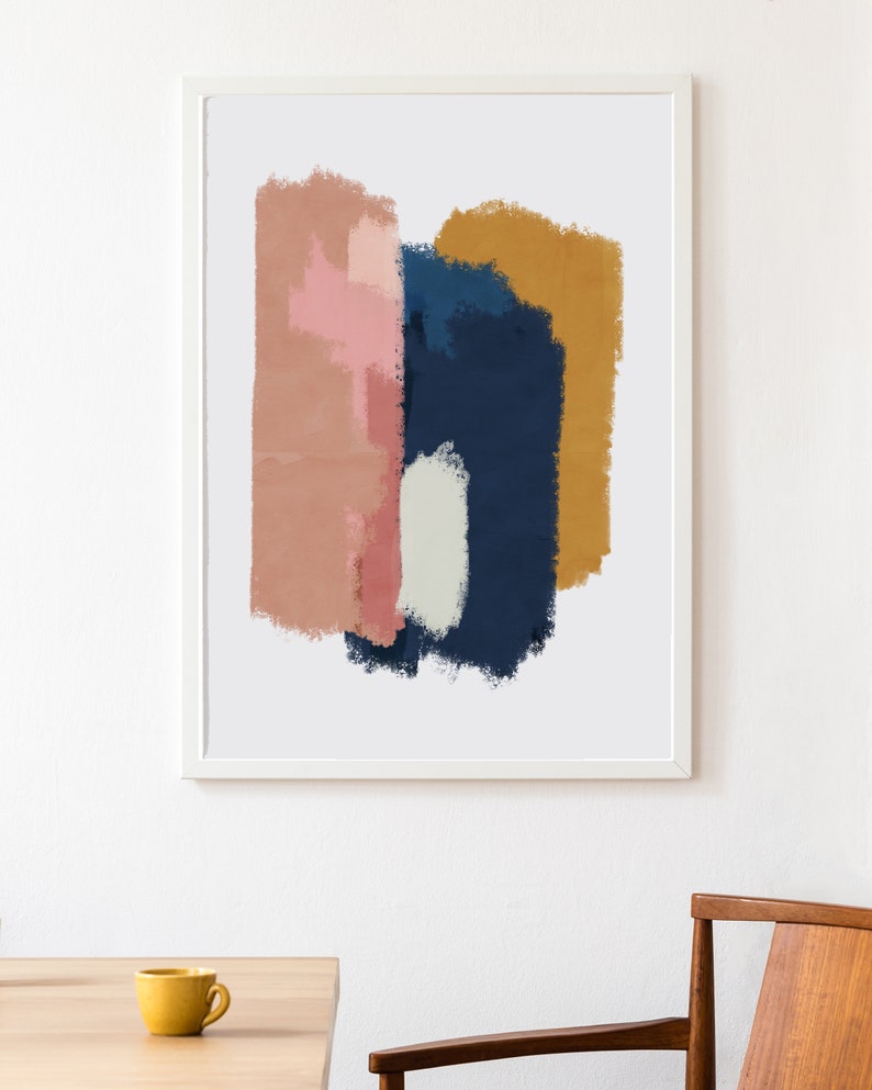 Blush, Mustard, Navy Blue Abstract Wall Art Abstract Digital Art Abstract Shapes Abstract Blocks Modern Color Art Minimal Printable image 6