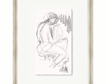 Framed Charcoal Figure