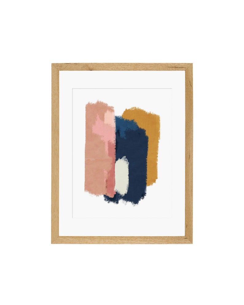 Blush, Mustard, Navy Blue Abstract Wall Art Abstract Digital Art Abstract Shapes Abstract Blocks Modern Color Art Minimal Printable image 1