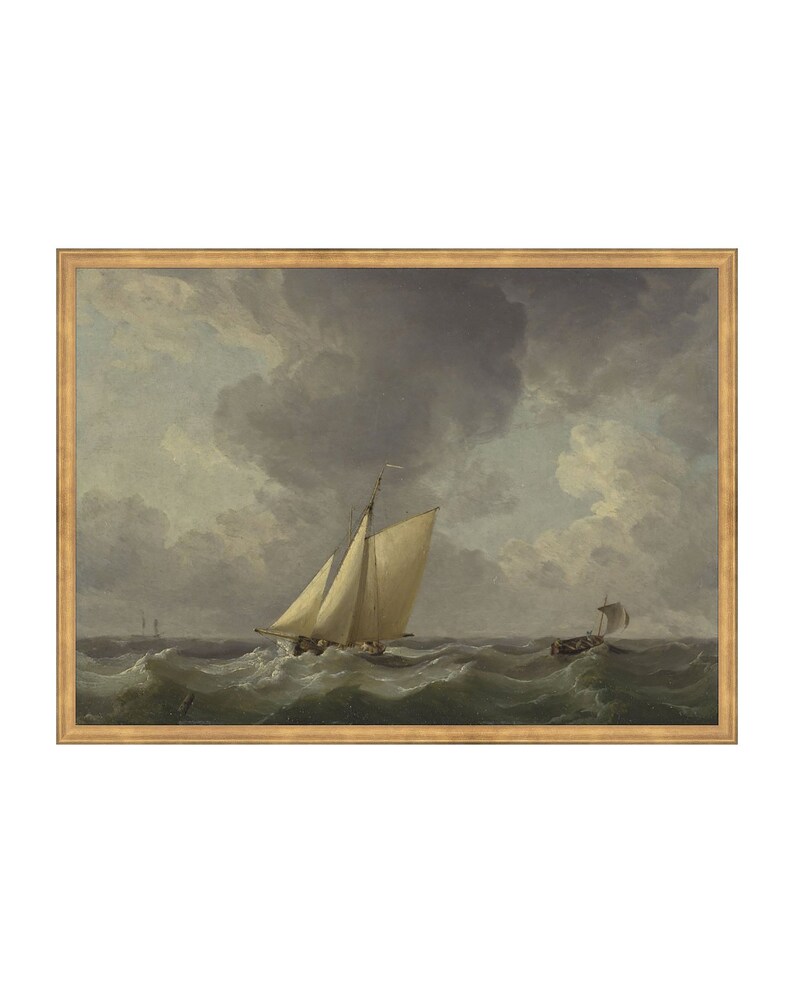 FRAMED. Voyage. Vintage Seascape Painting. Sail Boat Art. Coastal Prints Framed. Seascape Oil Painting. Framed Ocean Painting. Ocean Art. image 3