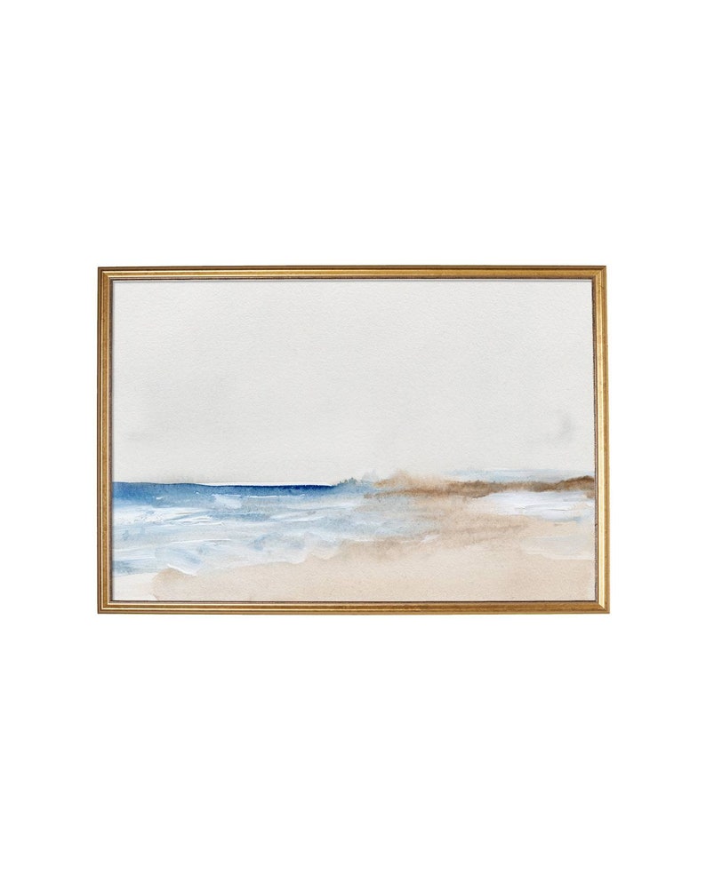 Blush Pink Blue Wall Art. Watercolor Abstract Landscape Scene. Etsy