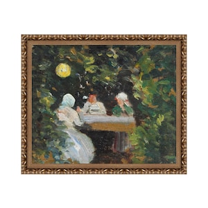 Summer Evening. Vintage Summer Art Print. Green Garden Wall Art. Summer Vintage Artwork