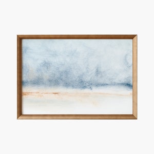 Rust and Blue. Watercolor Abstract Art. Abstract Blue Watercolor Printed.