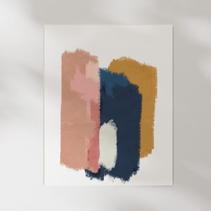 Blush, Mustard, Navy Blue Abstract Wall Art Abstract Digital Art Abstract Shapes Abstract Blocks Modern Color Art Minimal Printable image 8