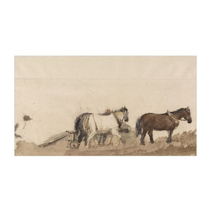 ART PRINT Watercolor Horses | Vintage Art | Antique Neutral Art | Vintage Neutral Wall Art | Neutral Kitchen Wall Art | Neutral Artful Art