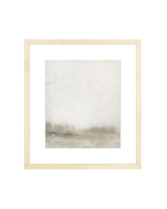 FRAMED. Hazy Landscape. Oversized Neutral Wall Decor Painting. Gray Hues Watercolor Print. Extra Large Framed Modern Abstract Watercolor.