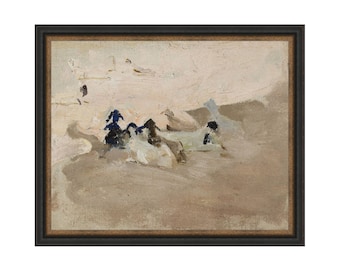 Ziegen. Beigefarbene, abstrakte Wandkunst mit Ziegen. Beigefarbene, gerahmte Wandkunst. Beigefarbener, moderner Kunstdruck. Moderne, abstrakte Landschaft. Kunstdrucke.